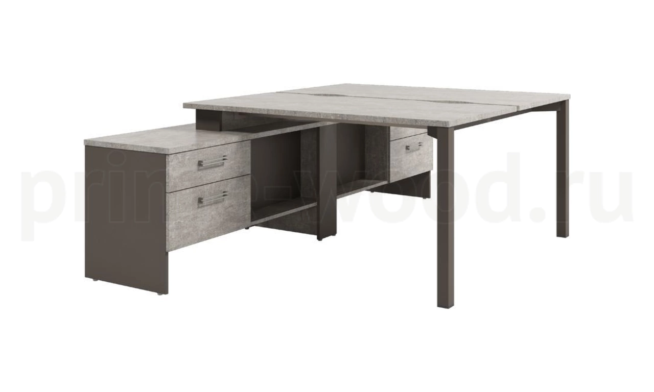 Стол-тандем на металлокаркасе с опорной тумбой Solution 155x238x75 - фото 1