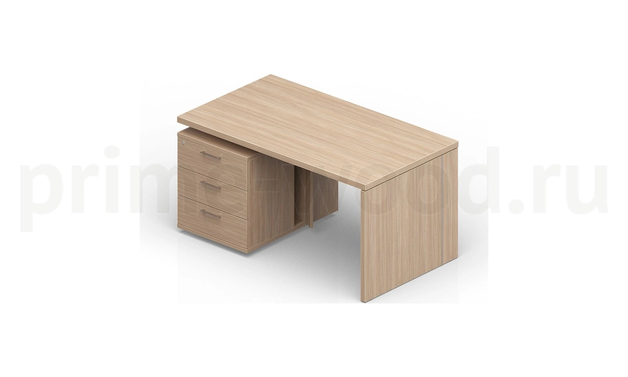 Стол на опорной тумбе 3 ящика левый NORMAN 180x90x74 - фото 0