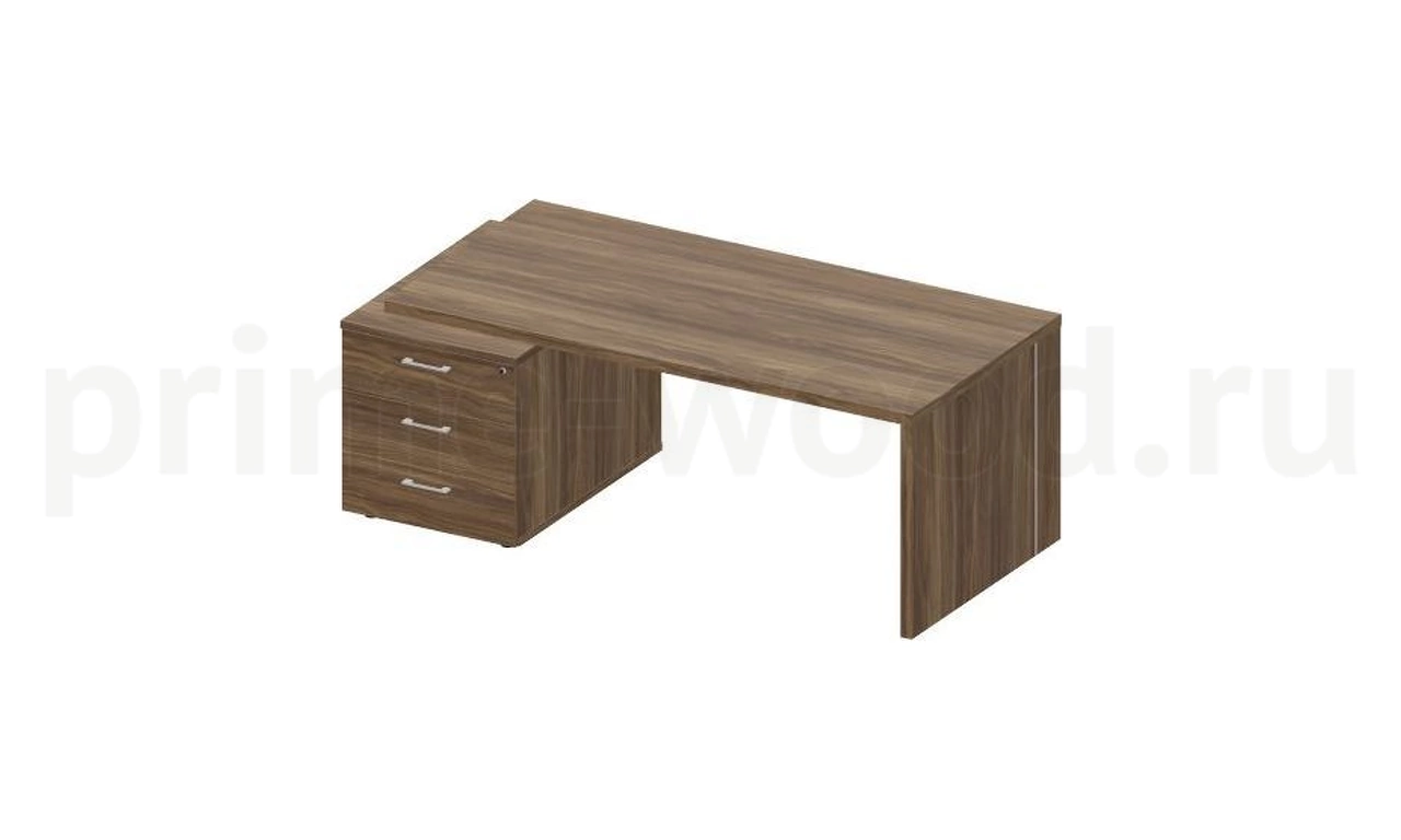 Стол на опорной тумбе 3 ящика левый NORMAN 180x90x74 - фото 1