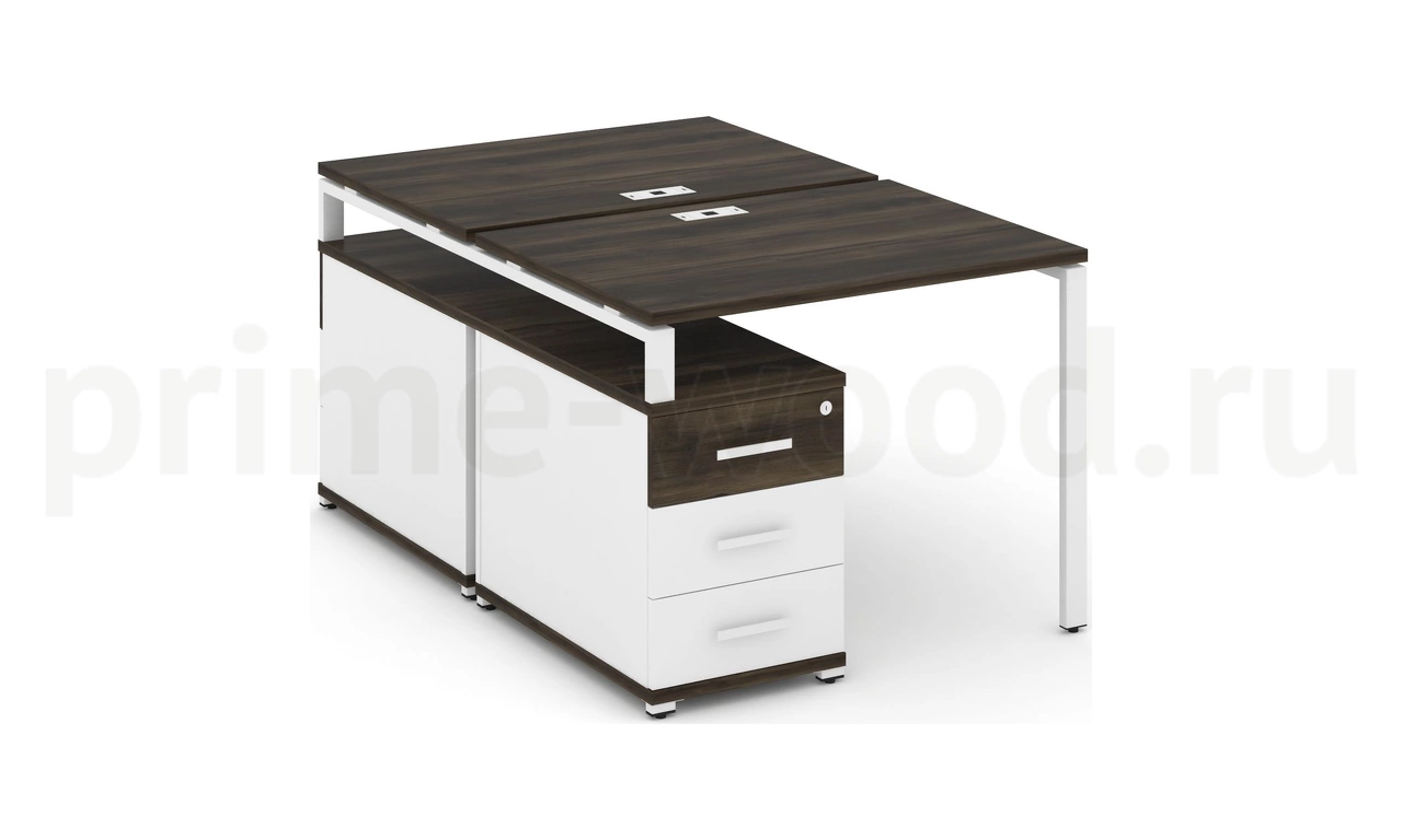 Рабочая станция на 2 места с двухсторонней опорной тумбой CN.DRS-301 B/W - фото 10