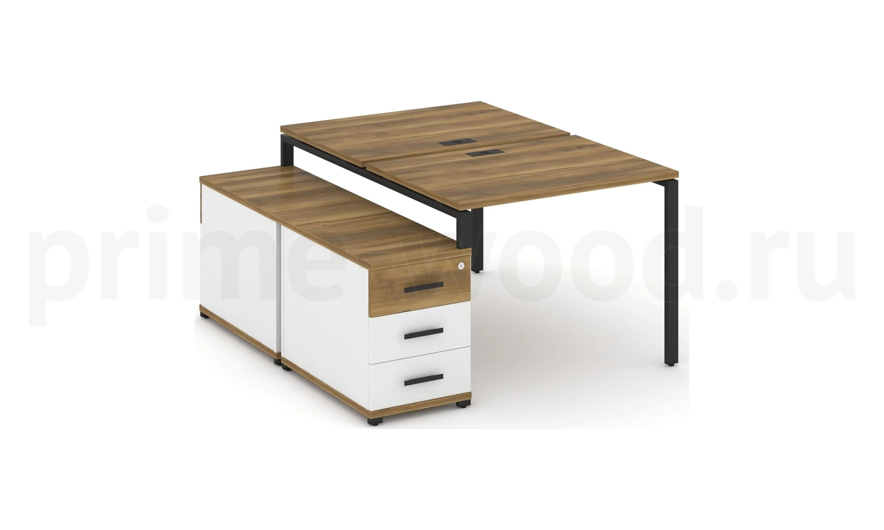 Рабочая станция на 2 места с двухсторонней опорной тумбой CN.DRS-301 B/W - фото 6