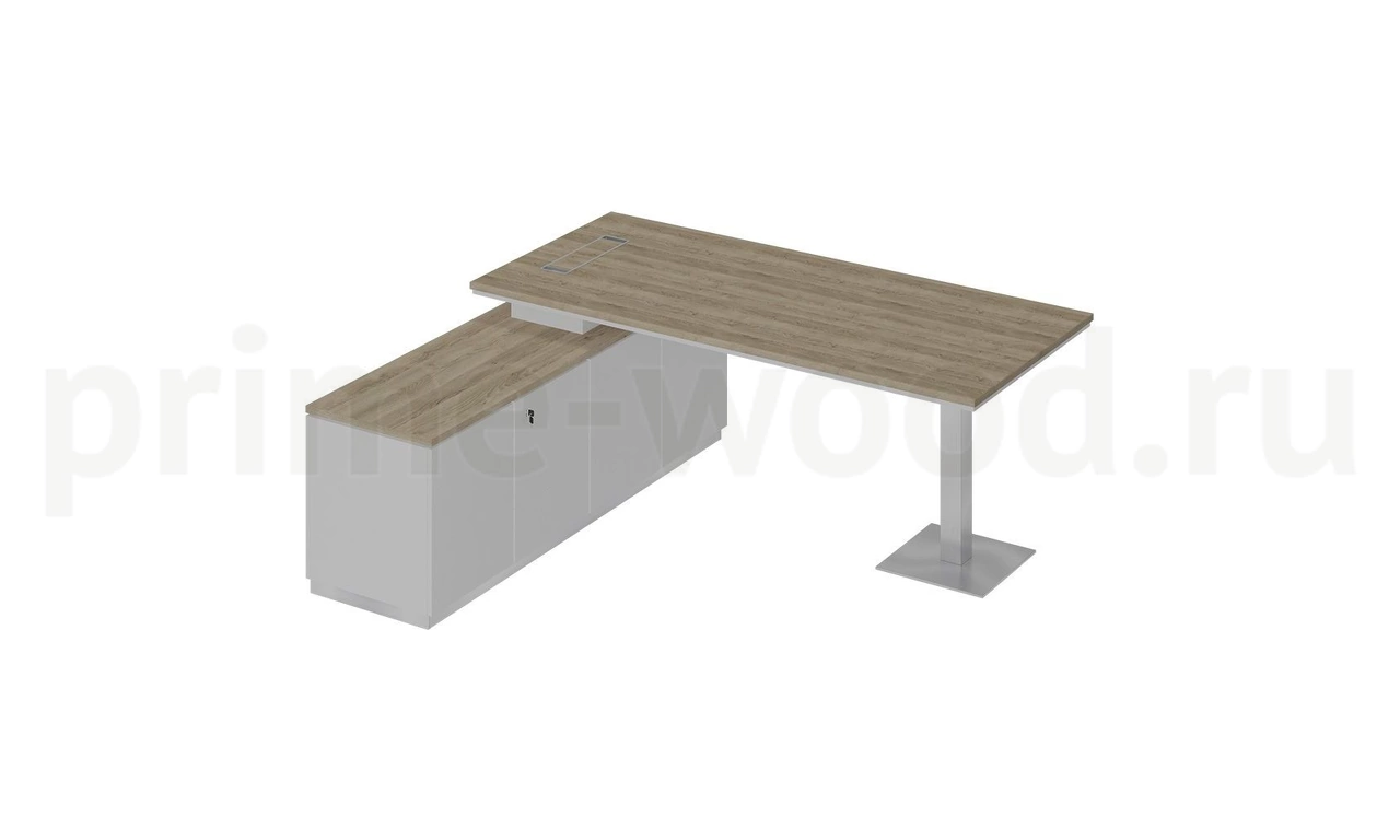 Стол руководителя на опорной тумбе (левый) City 200x180x75 - фото 1