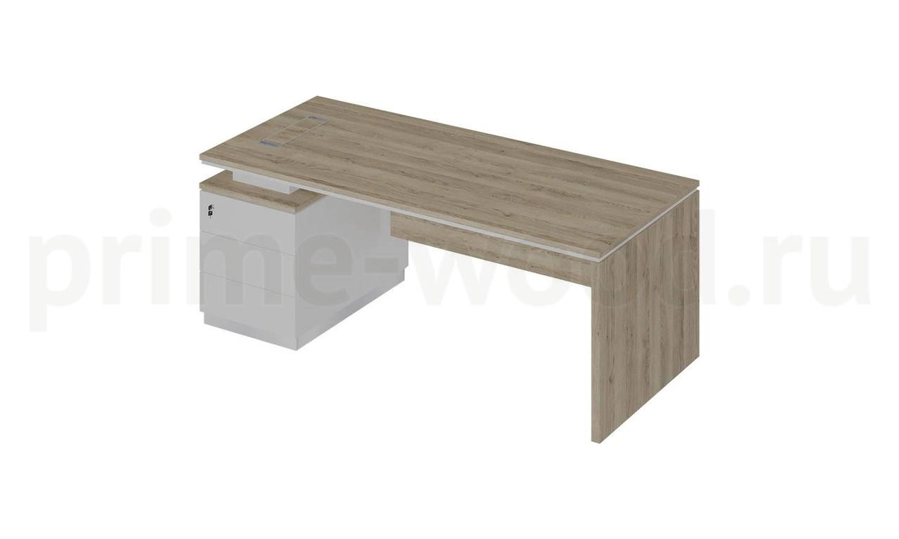 Стол руководителя (опора ДСП) на опорной тумбе (левый) City 200x90x75 - фото 1